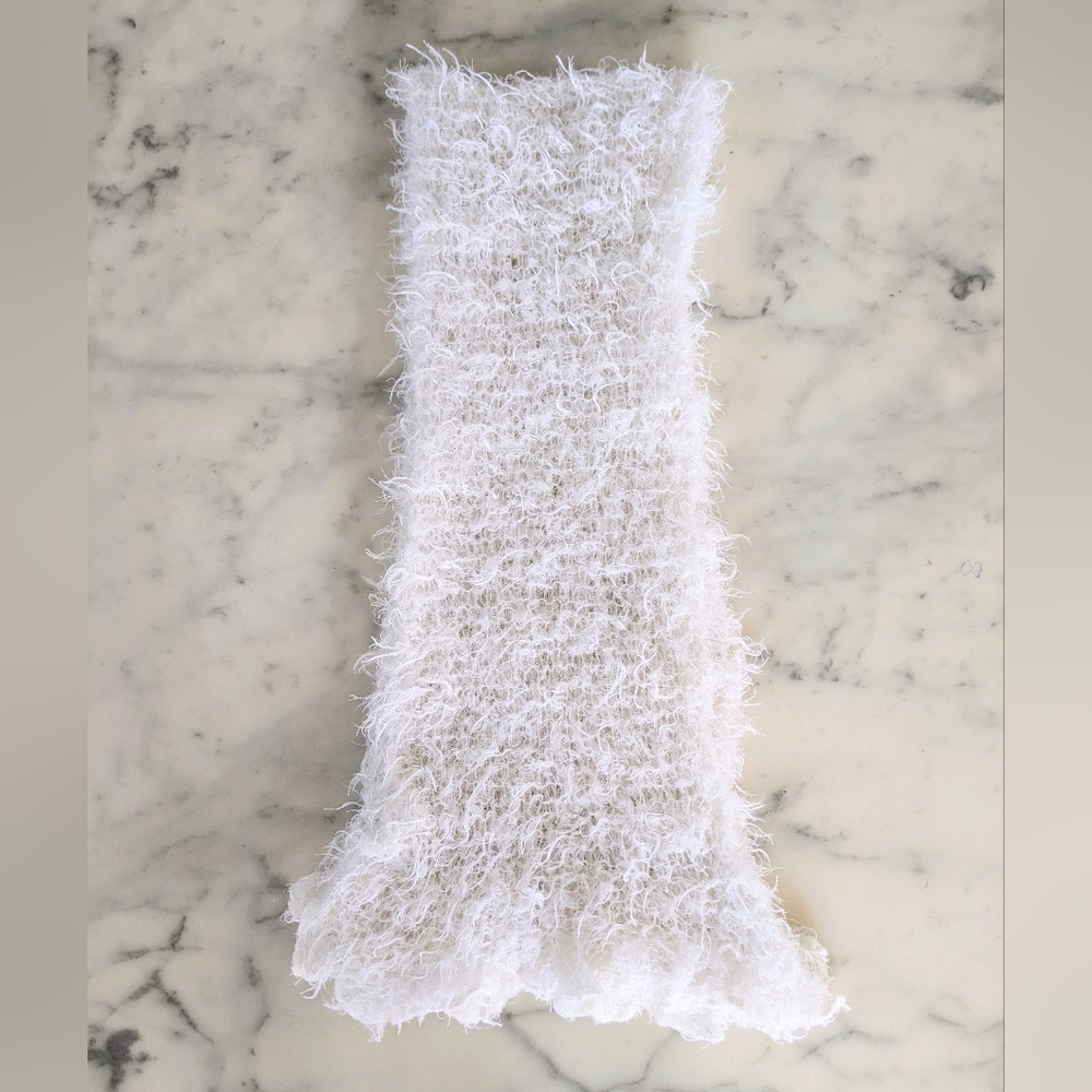 2 in 1 Thick, Fuzzy and Sparkle White Scarf.